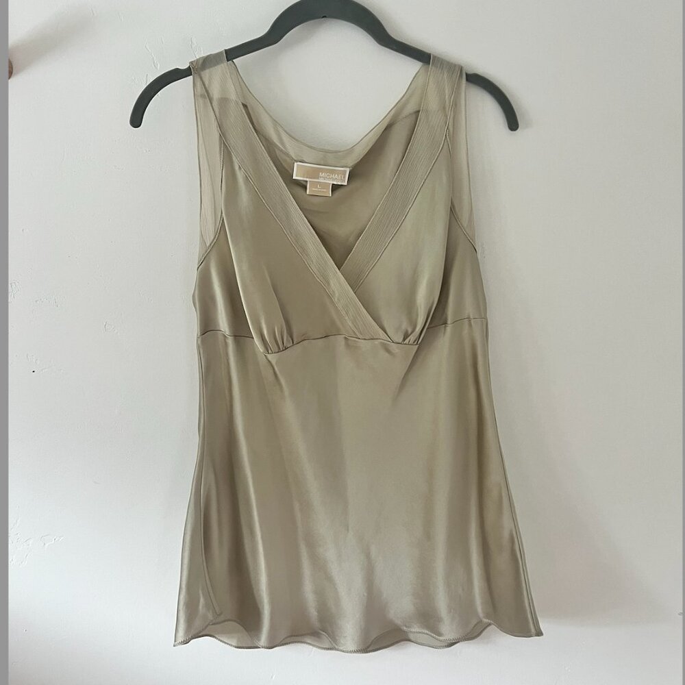 Silk Michael Kors Tank Top V Neck Blouse, Size Large